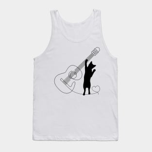 Cat loves guitar Tshirt Tank Top